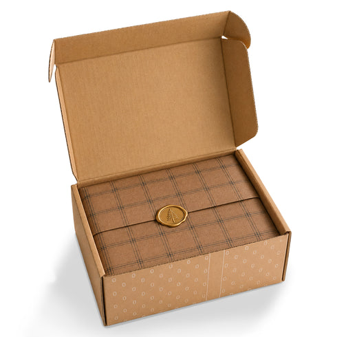 Small Kraft Plaid Paper Gift Box