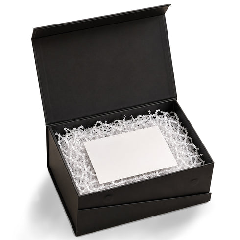 Black Magnetic Box Gift Set with White Crinkle Paper